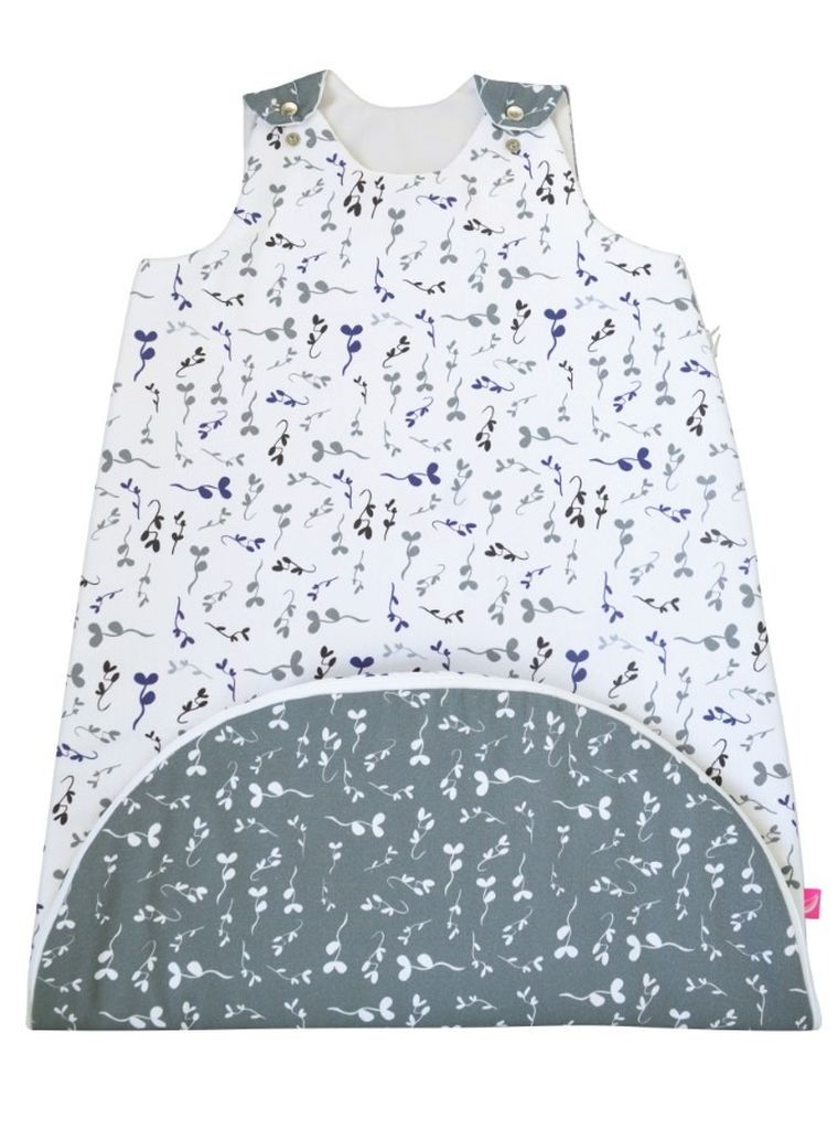 Motherhood, Zip-A-Round, bawełniany śpiworek letni, 2w1, TOG 1, niebieskie listki, 3-18m