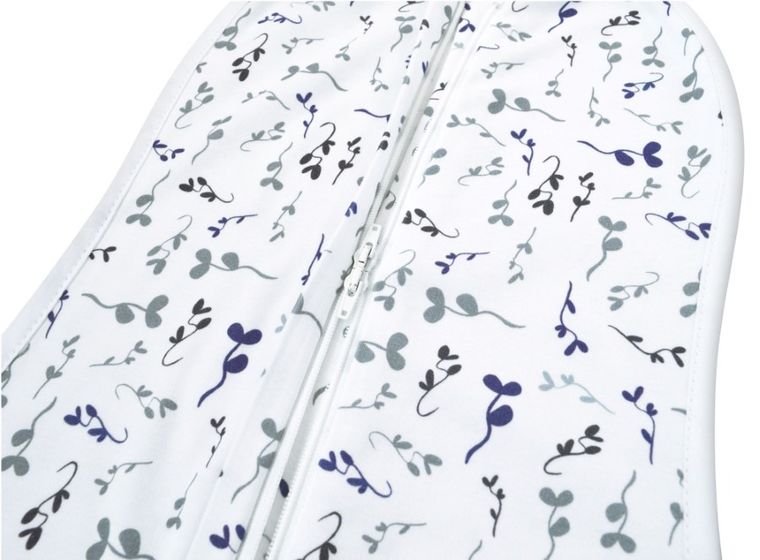 Motherhood, Zip&Swaddle, otulacz, niebieskie listki, 2.5-5 kg