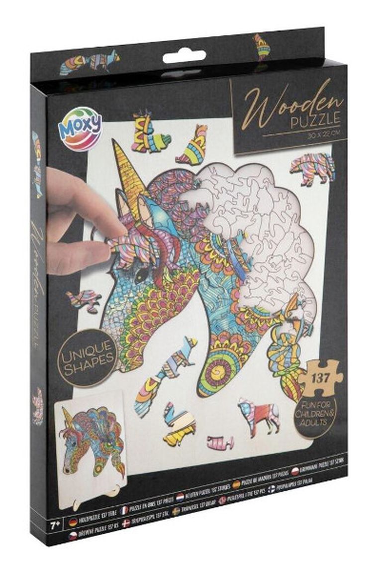 Moxy, jednorożec, puzzle drewniane