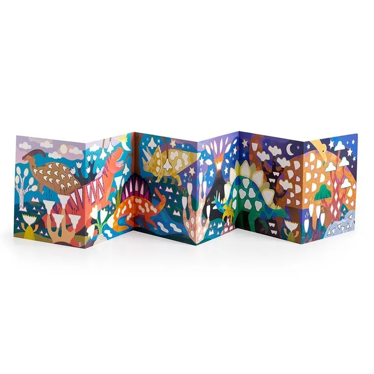 Mudpuppy, Kraina dinozaurów, naklejki holograficzne, 200+ szt., zestaw z plakatem