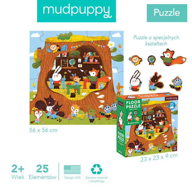 Mudpuppy, Leśna szkoła, puzzle podłogowe, 25 elementów