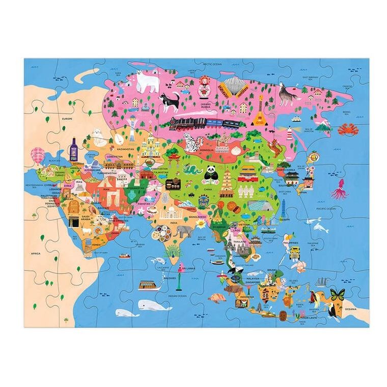 Mudpuppy, Mapa Azji, puzzle konturowe, 70 elementów