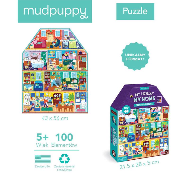 Mudpuppy, Mój dom, puzzle konturowe, 100 elementów