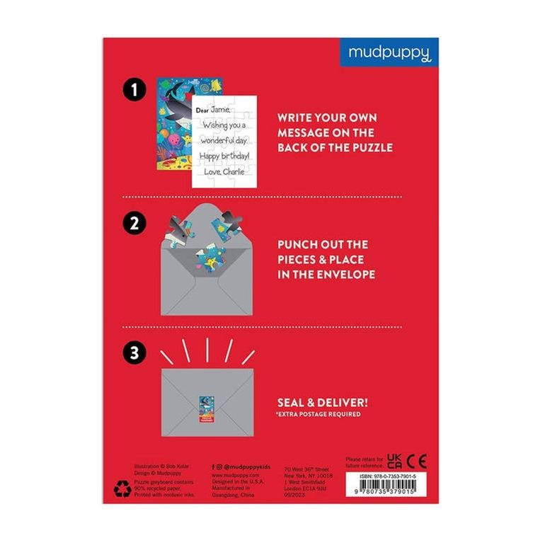 Mudpuppy, Rekin, puzzle-kartka z życzeniami, 12 elementów