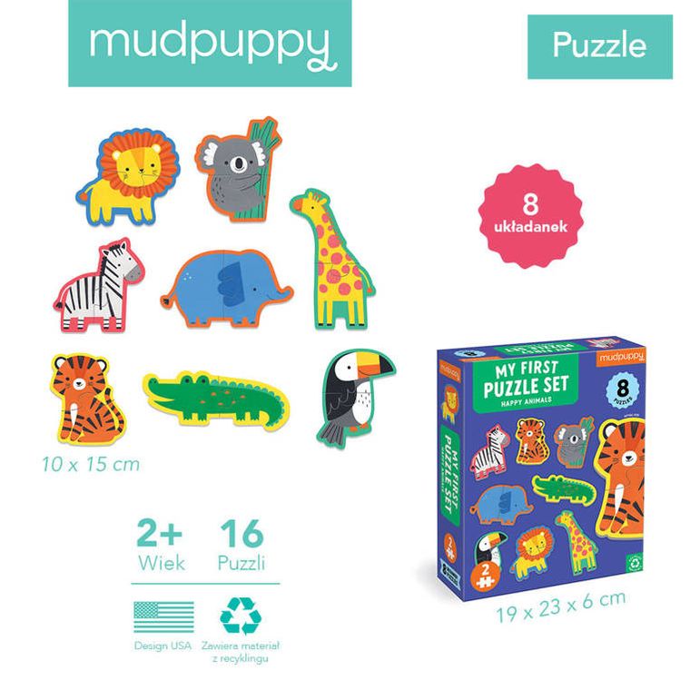 Mudpuppy, Szczęśliwe zwierzątka, Pierwsze puzzle, 8 elementów