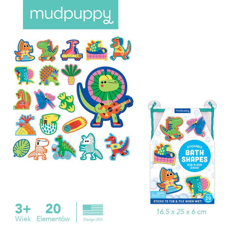 Mudpuppy, Wesołe dinozaury, piankowe figurki do kąpieli, 20 elementów