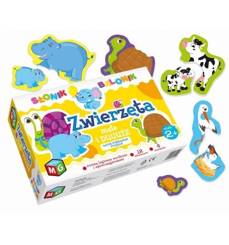 Multigra, Zwierzęta duże i małe, Słonik, Balonik, puzzle, 6-2 elementy