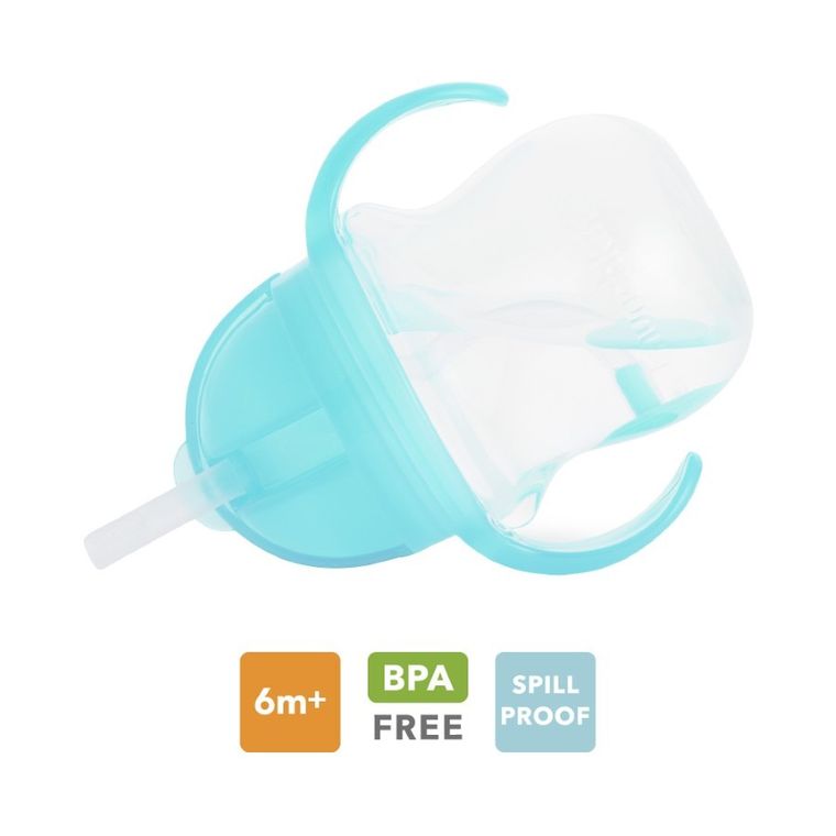 Munchkin, kubek niekapek ze słomką, niebieski, 207 ml