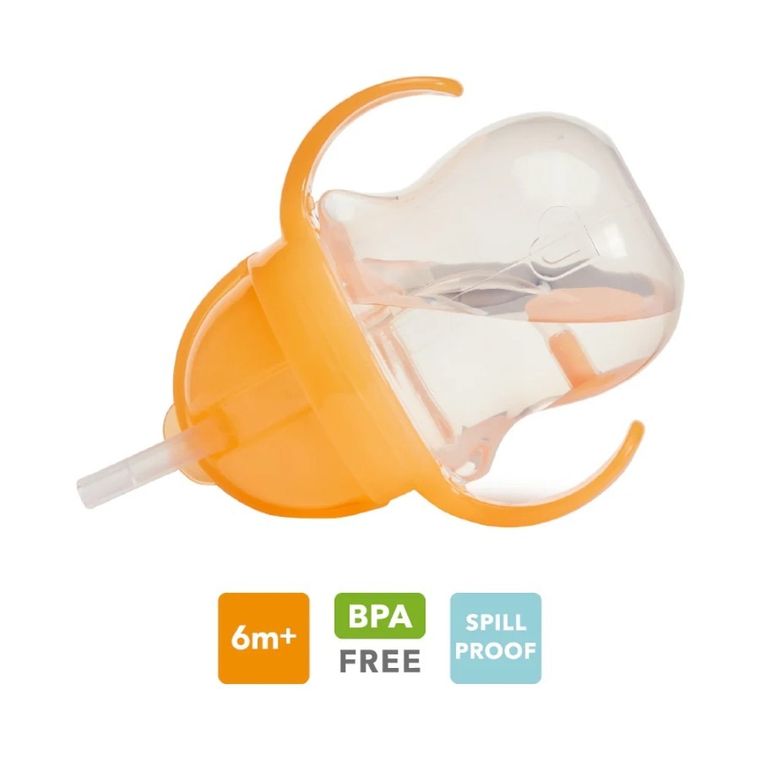 Munchkin, kubek niekapek ze słomką, pomarańczowy, 207 ml