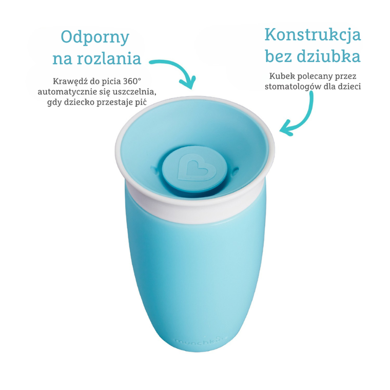 Munchkin, Miracle 360°, kubek, niebieski, 296 ml