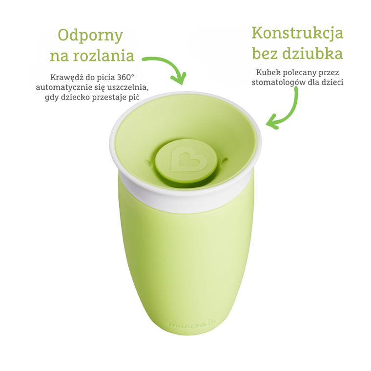 Munchkin, Miracle 360°, kubek, zielony, 296 ml