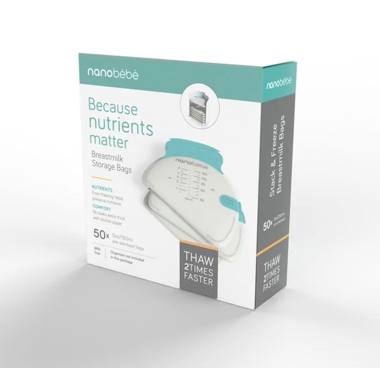Nanobebe, torebki do przechowywania pokarmu, 50 szt.