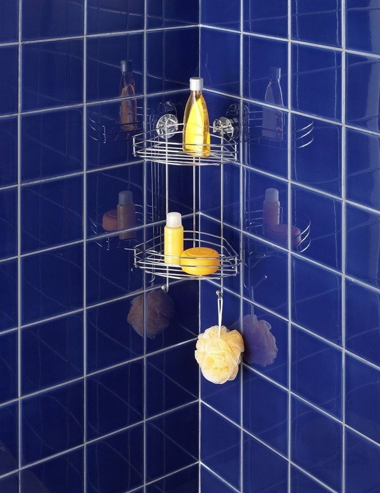 Narożna półka łazienkowa, vacuum-loc, 2 poziomy, stal chromowana