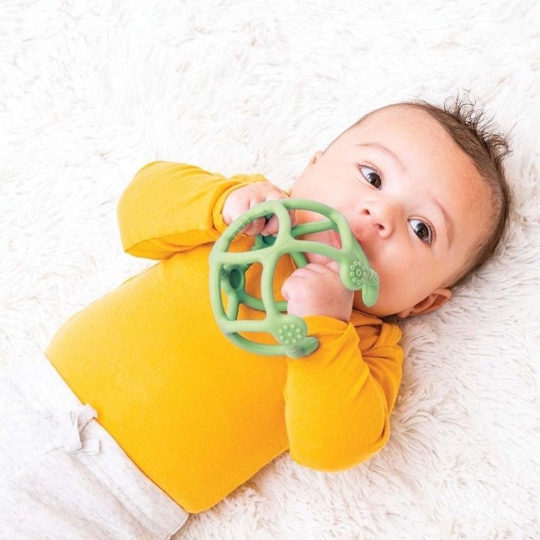 Nattou, gryzak silikonowy, kula 2w1 bez BPA, miętowa, 10 cm