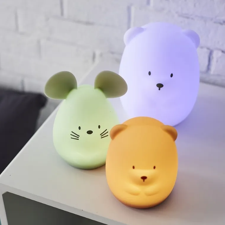Nattou, silikonowa lampka nocna, miś, 12 cm