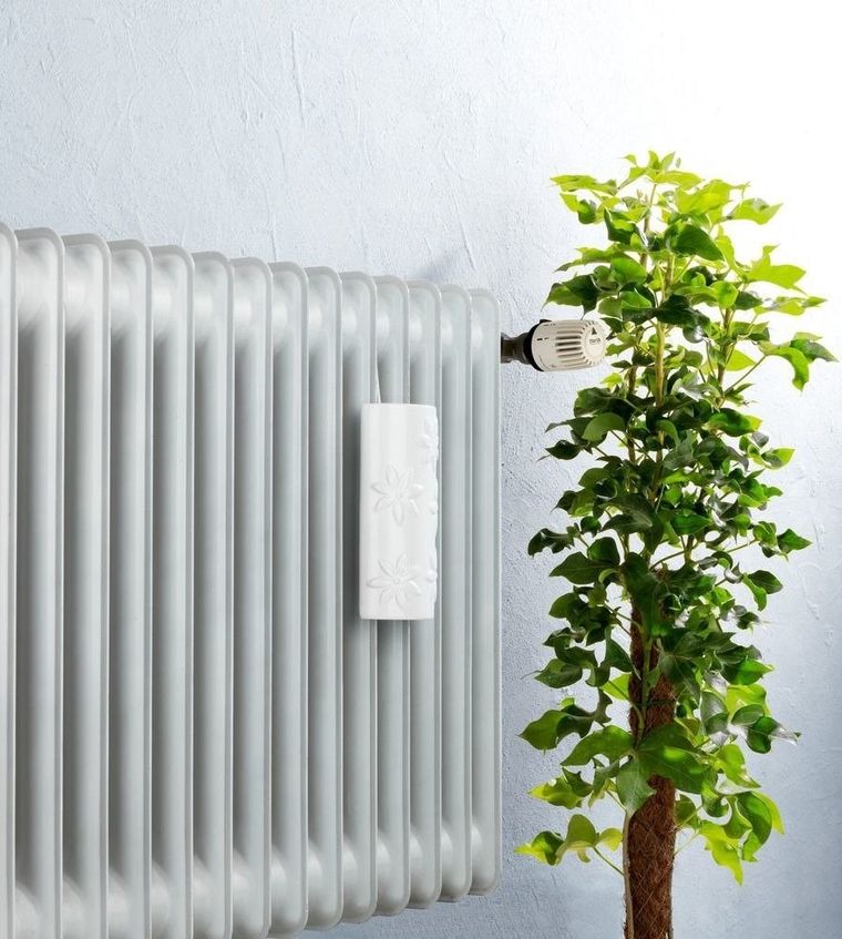 Nawilżacz powietrza na kaloryfer, ceramika, biały w kwiaty