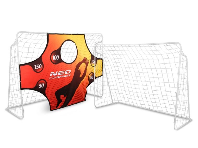 Neo-Sport, bramka piłkarska metalowa, mata celności, 245-155 cm