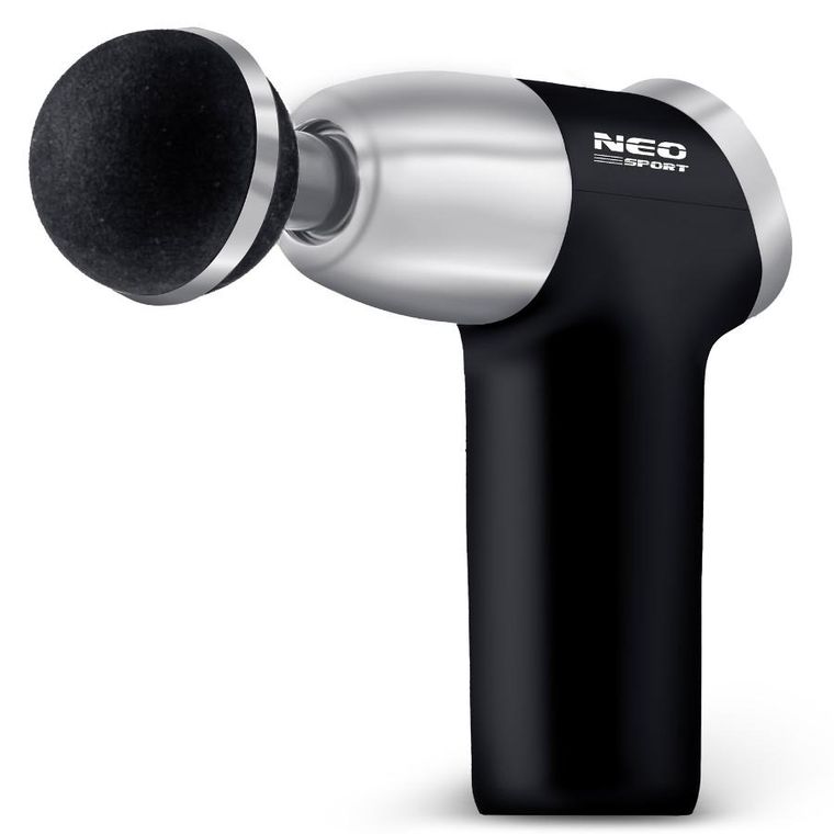 Neo-Sport, pistolet do masażu ciała, 8 nakładek, czarny