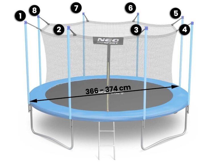 Neo-Sport, siatka wewnętrzna do trampoliny, 366-374 cm