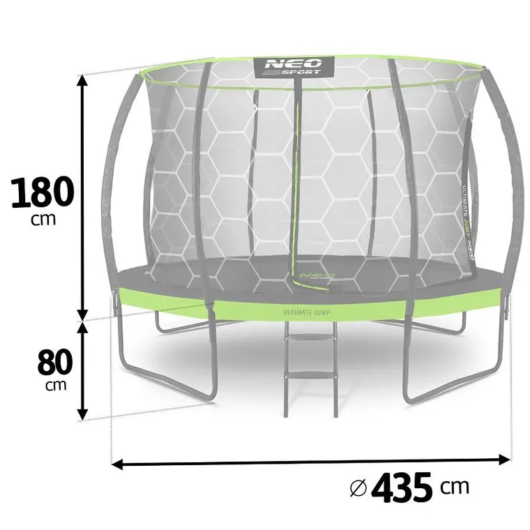Neo-Sport, trampolina ogrodowa profilowana z siatką wewnętrzną, 14ft/435 cm