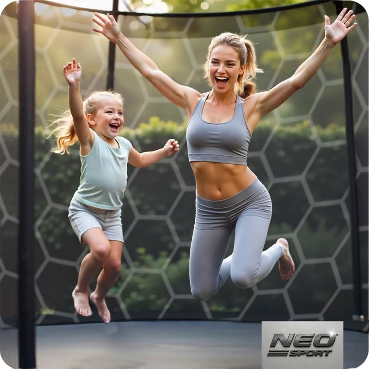 Neo-Sport, trampolina ogrodowa z siatką wewnętrzną i drabinką, 13ft/404 cm