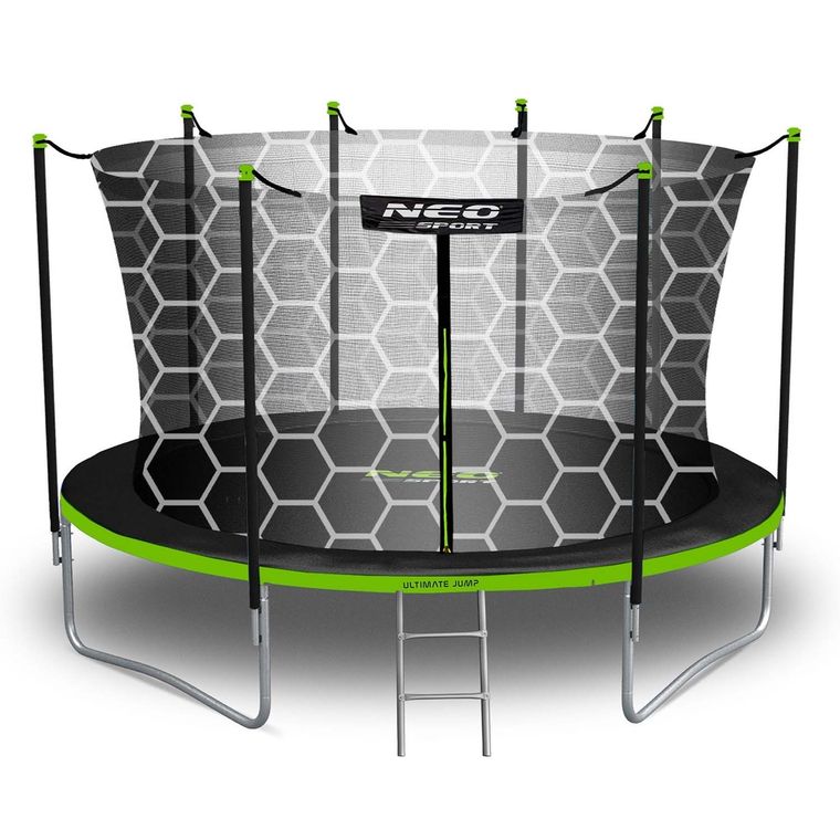 Neo-Sport, trampolina ogrodowa z siatką wewnętrzną i drabinką, 14ft/435 cm