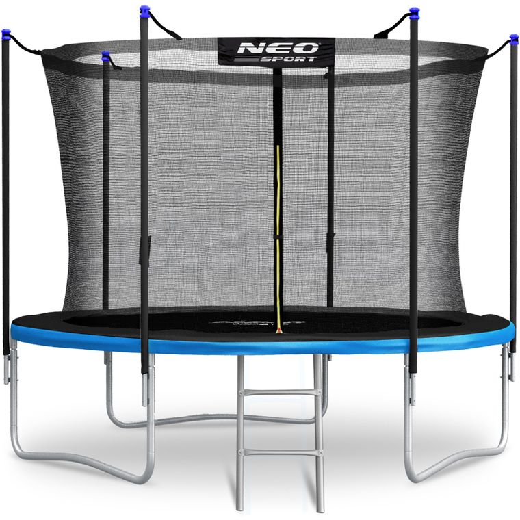 Neo-Sport, trampolina ogrodowa z siatką wewnętrzną i drabinką, 252 cm
