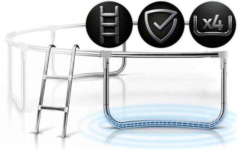 Neo-Sport, trampolina ogrodowa z siatką zewnętrzną i drabinką, 13ft/404 cm