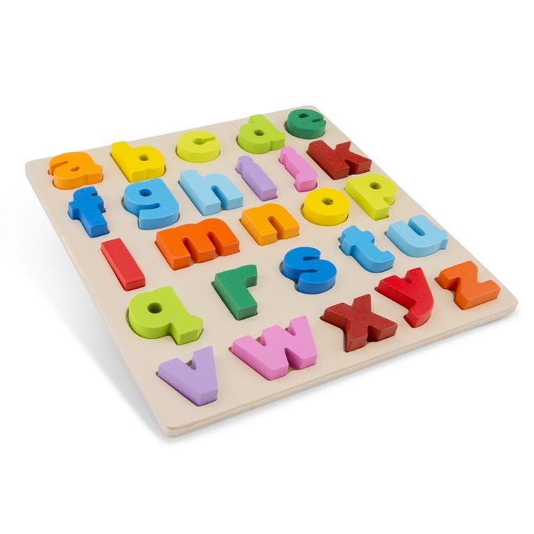 New Classic Toys, alfabet małe litery, drewniane puzzle