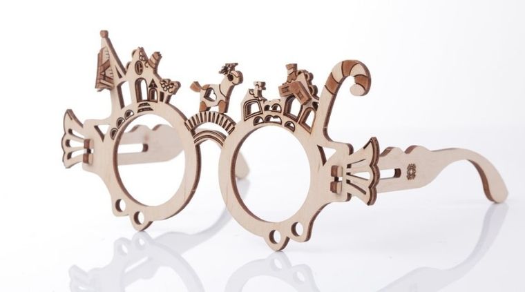 Nice Idea, Okulary Domki, puzzle drewniane 3D, 8 elementów