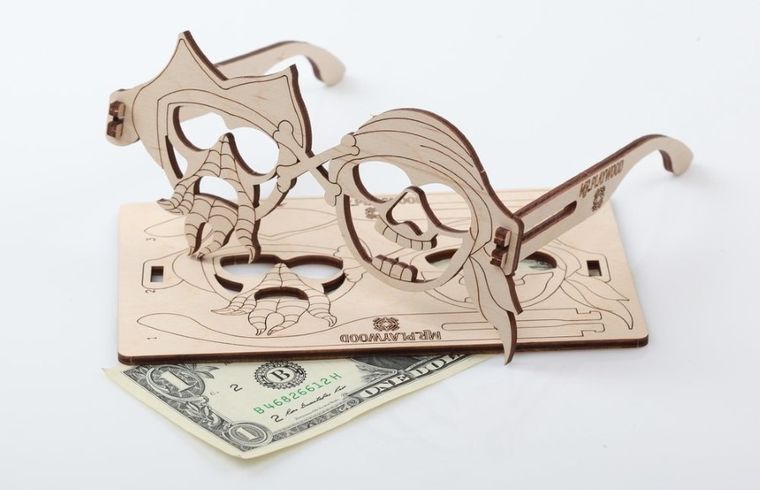 Nice Idea, Okulary Pirat, puzzle drewniane 3D, 3 elementy