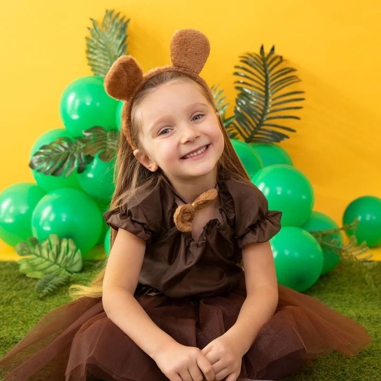 Niedźwiadek, zestaw akcesoriów, pluszowa opaska, kokardka i ogonek