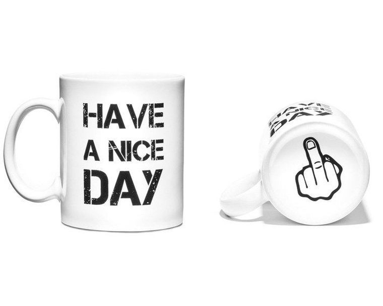 Niegrzeczny kubek z palcem, biały