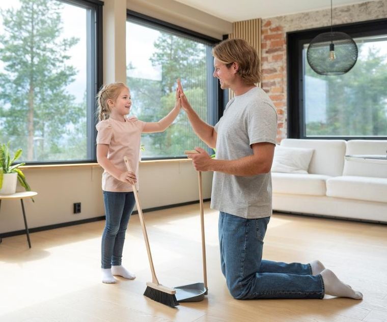 Nord Clean, drewniana szczotka i szufelka, 92 cm