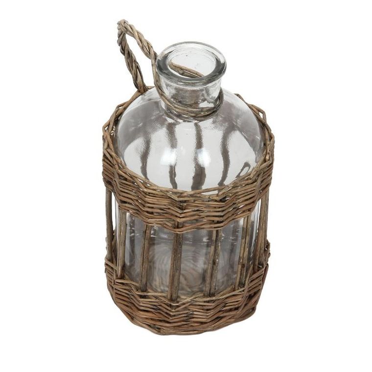 Nord Clean, szklana butelka z wiklinowym uchwytem, 20 cm