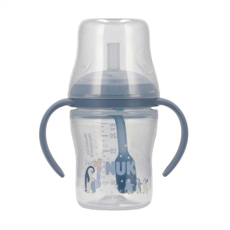 Nuk, butelka do nauki picia ze słomką, pingwinek, 150 ml
