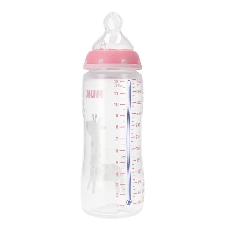 Nuk, First Choice, butelka ze wskaźnikiem temperatury, 6-18m, różowa, 300 ml