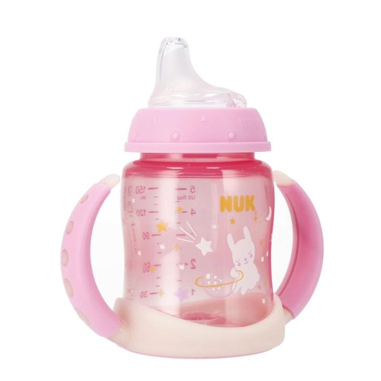 Nuk, First Choice Night, butelka z uchwytem, 6m+, różowa, 150 ml
