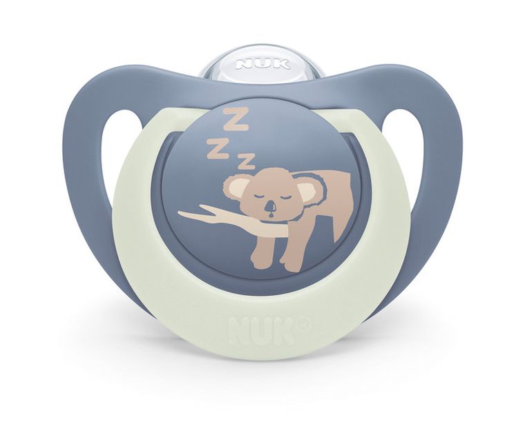 Nuk, First Choice, Night, smoczek uspokajający, hipopotam i koala, 0-6m, 2 szt.
