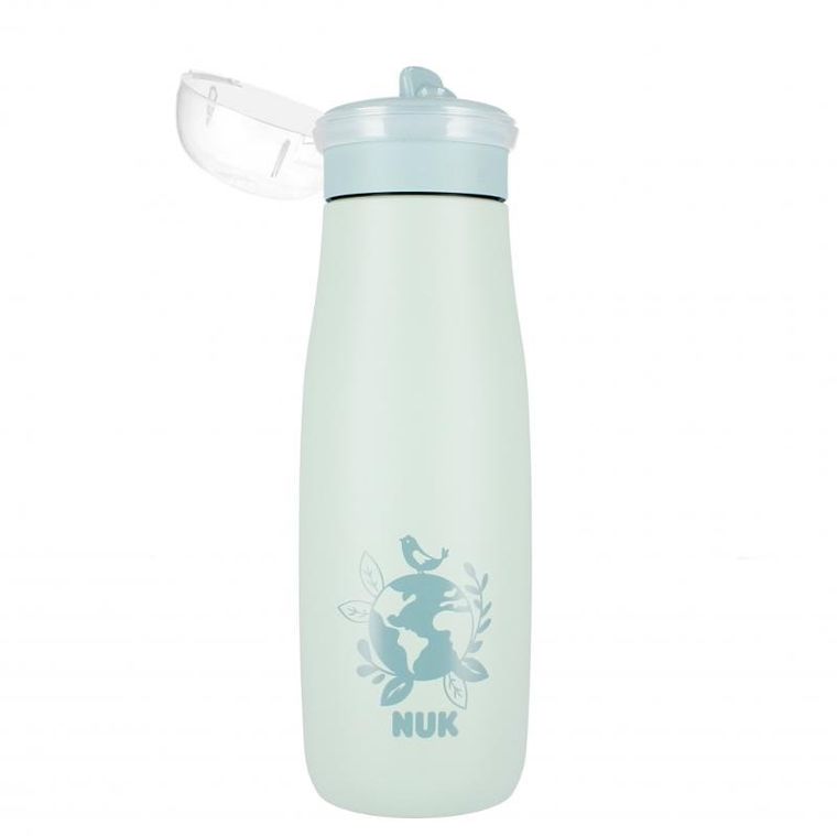 Nuk, Mini-Me, kubek ze słomką, stalowy, 12m+, globus, 500 ml