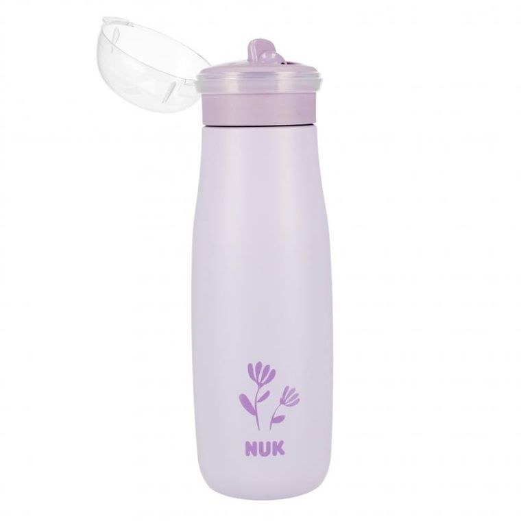 Nuk, Mini-Me, kubek ze słomką, stalowy, 12m+, kwiat, 500 ml