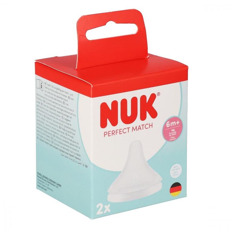 Nuk, Perfect Match Air, smoczek do butelki, silikonowy, rozmiar M, 2 szt.