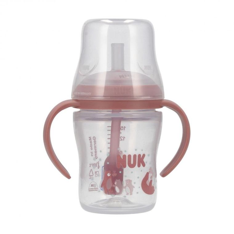 Nuk, Perfect Match, butelka do nauki picia ze słomką, miś, 150 ml