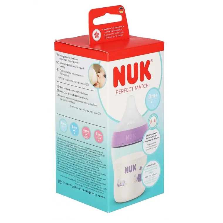 Nuk, Perfect Match, butelka, silikonowy smoczek, hippo, 150 ml