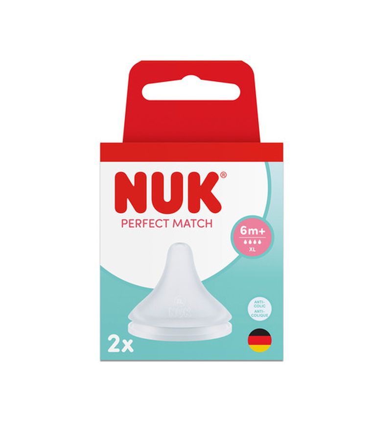 Nuk, Perfect Match, smoczek do butelki, silikonowy, rozmiar XL, 2 szt.