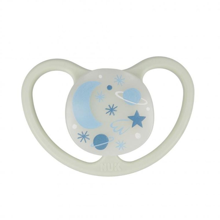 Nuk, Space Night, smoczek uspokajający silikonowy, 6-18m, lila, biały