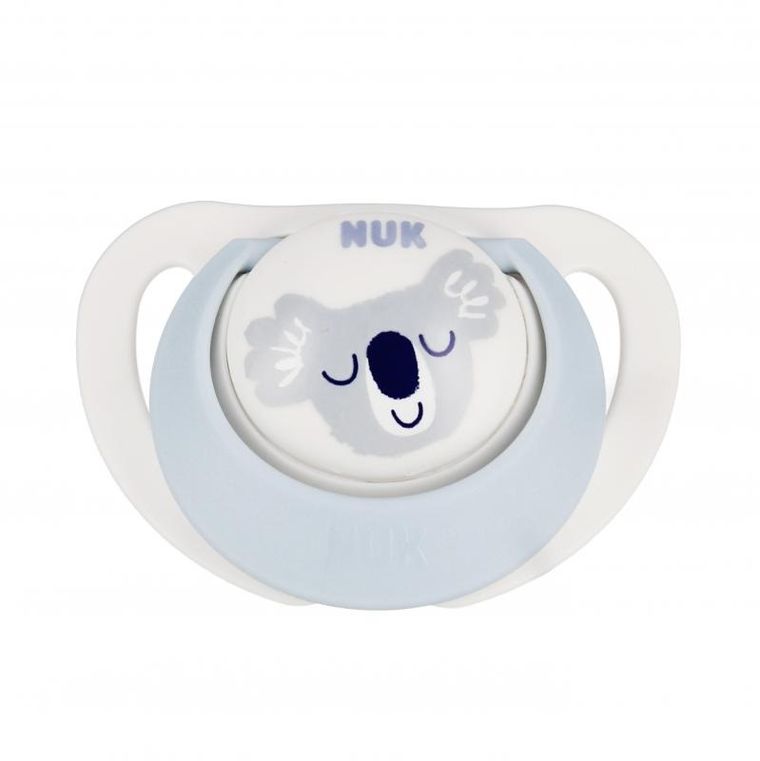 Nuk, Star, Day&Night, smoczek uspokajający, silikonowy, 0-6m, niebieski i biały, 2 szt.