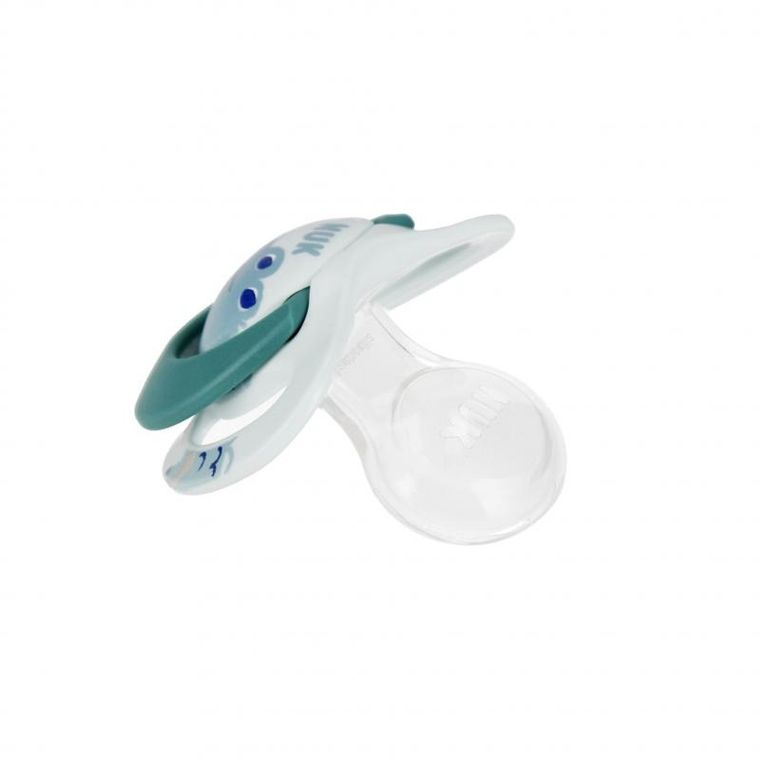 Nuk, Star, Day&Night, smoczek uspokajający, silikonowy, 6-18m, zielony, 2 szt.