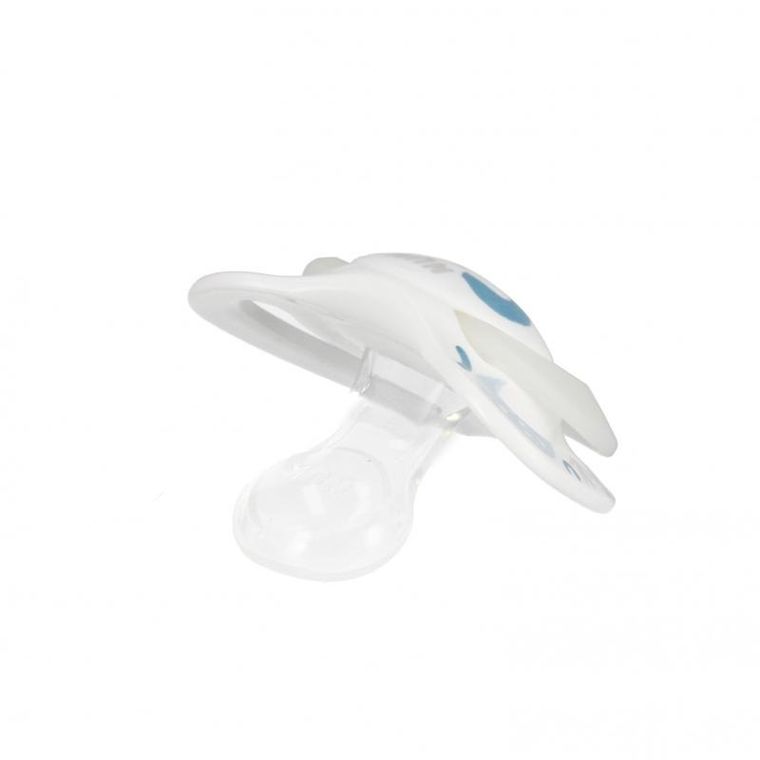 Nuk, Star, smoczek uspokajający, silikonowy, 0-6m, biało-niebieski