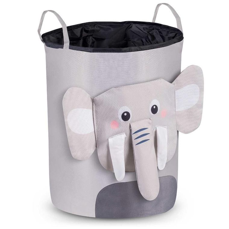 Nukido, kosz na zabawki, szary słonik